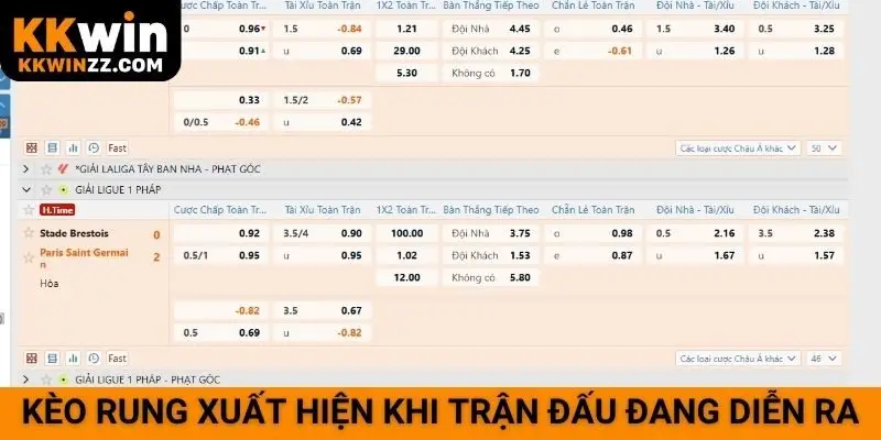 Kèo rung xuất hiện khi trận đấu đang diễn ra